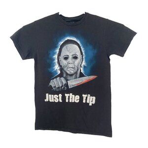 Halloween Graphic Tee Black Short Sleeve T Shirt Mens Size Small Just the Tip